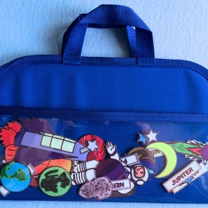 Mini Felt / Flannel Board with handles and storage Blue w/ Blue trim. Travel Kids image 3