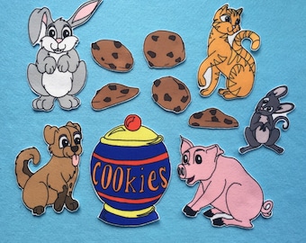 Who Stole the Cookies from the Cookie Jar- Felt  Board Set  - Flannel Board Stories with animals