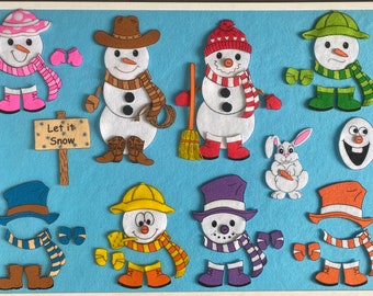 Frosty the Snowman felt/ flannel board set. Build a Snowman -Includes  75+ pieces. Preschool. Learning Colors.