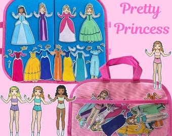 Princess Play Felt Set. Felt paper dolls. Felt Board Set. Includes 4 PrettyGirls to Dress Up. Preschool. Screen Free. Independent play.