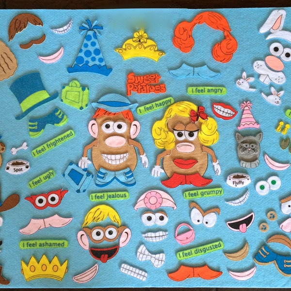 Sweet Potatoes Felt Board Set. Mr. & Mrs. Potato Head.   FEELINGS . 75+ pieces