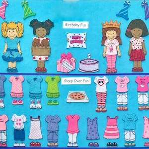 Best Friends Felt board / flannel board set. Includes 8 girls to dress. 100+ pieces. Dress Up. Dolls. Felt Paper Dolls . Educational Toys