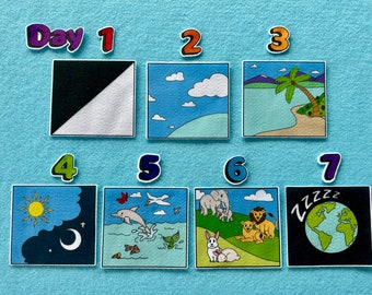 Story of Creation Felt/ Flannel Board Set. Bible Stories. Sunday school. VBS. Church activities. Religious. 7 Days of Creation