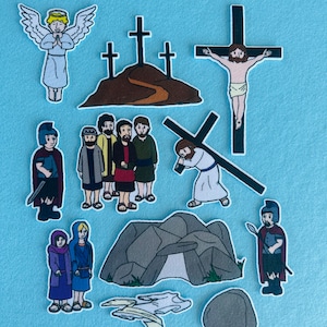 Easter #2 Jesus Crucifixion and Resurrection Felt/ Flannel Board Set. Bible Stories. Sunday School. VBS. Church activities. Homeschool.