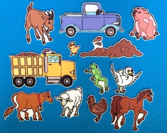 Little Blue Truck Felt Board Set / Flannel Board Set /  Storytelling w animals and trucks