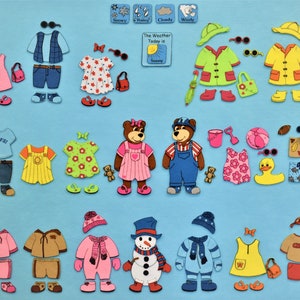 The Weather Bears Felt Board Set.  Includes 2 adorable bears to dress.  75+ pieces