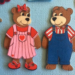 The Weather Bears Felt Board Set. Includes 2 adorable bears to dress. 75 pieces image 3