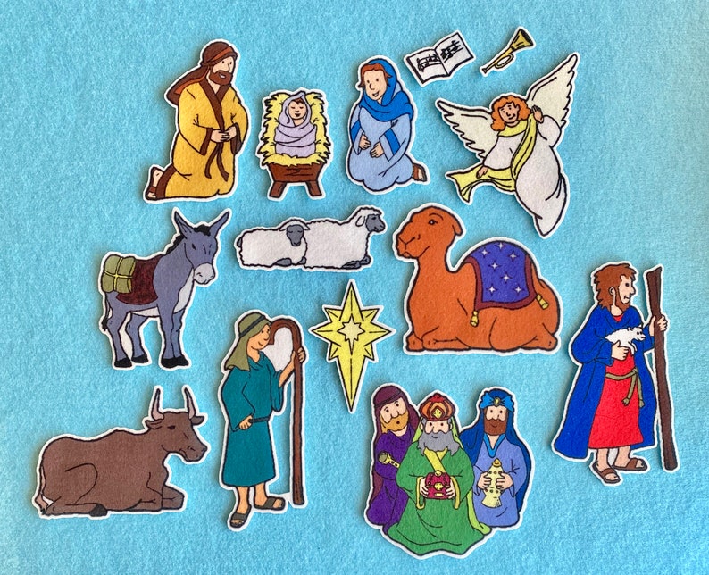 Nativity Felt Flannel Board Set Christmas Story Birth Of Etsy Nativity Felt Flannel Board Set Christmas Story Birth Of Etsy