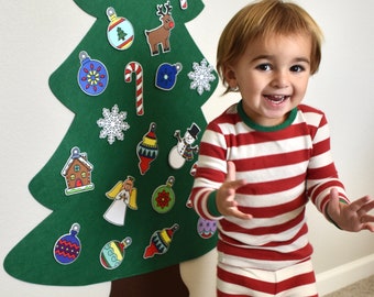 Felt Christmas Tree 41" tall-  w ornaments. Toddlers, Preschool, Children’s Personal Tree. Wall hanging. Creative play. DIY Option.