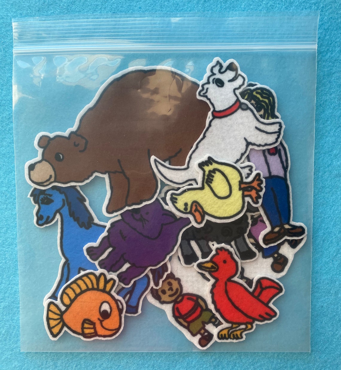 Little Folk Visuals Brown Bear Felt Figures Set (LFF-229) - 12 Pieces For Flannel Board Stories & Teaching - View #2