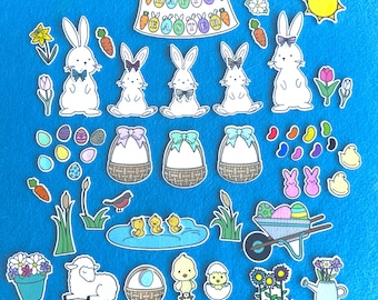 Easter Play Felt /  Flannel Board Set. Easter Bunnies, Easter Bunny Basket Gifts, Eggs, Preschool, Toddler, Early Childhood, Educational.