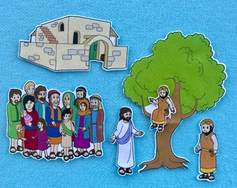 Zacchaeus Felt/ Flannel Board Set. Bible Stories. Sunday school. VBS. Church activities. Religious. Early Childhood. Children's Church.