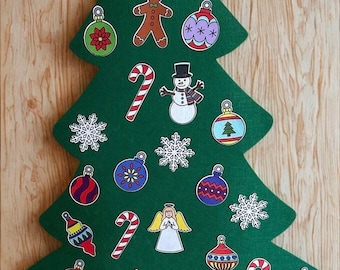Felt Christmas Tree 41"H- w ornaments. High Quality- Wall Hanging. Toddlers, Preschool, Children’s Personal Tree.Creative play.DIY Option.