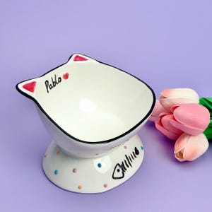 Comedero de cerámica personalizado para gatos: comedero personalizado para mascotas