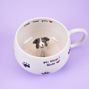 Personlaized Pet Mug,Custom Your idea Handmade Coffee Mug,Cat Figure Handmade Ceramic Mug,Memorial Gift for Pet Lovers