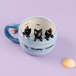 Memorial Gift for Pet Lovers,Personlaized Pet Mug,Custom Your idea Handmade Coffee Mug,Cat Figure Handmade Ceramic Mug