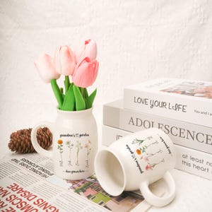 Personalized Birth Flower Vase: Grandma&#39;s Garden Ceramic Vase