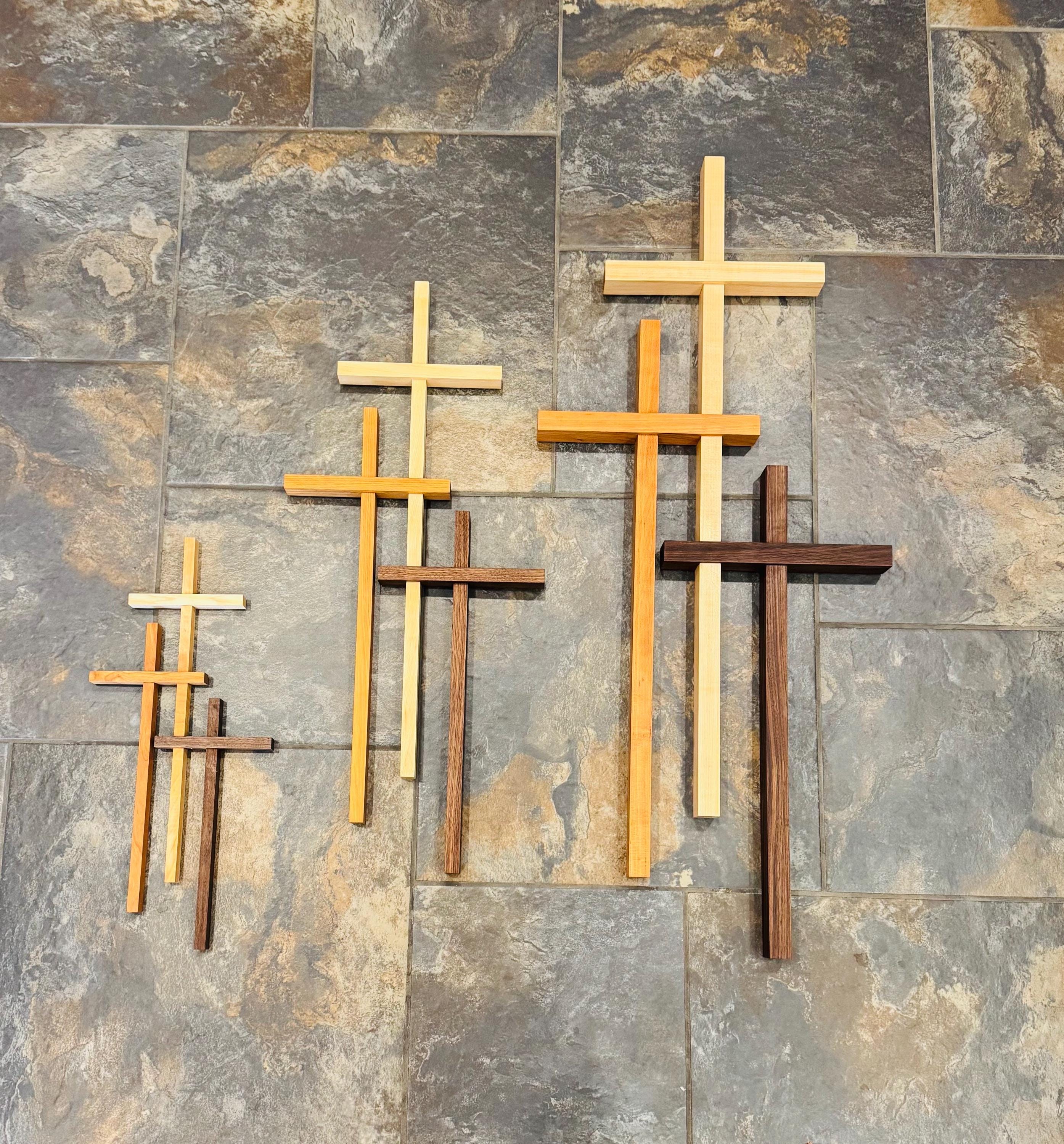 30” Height Three Wooden Crosses Wall Display - Etsy
