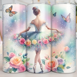 Ballerina 20 oz Skinny Tumbler Sublimation Design, Digital Download PNG, Seamless Ballet Dancer Tumbler Wrap, 300 DPI high resolution