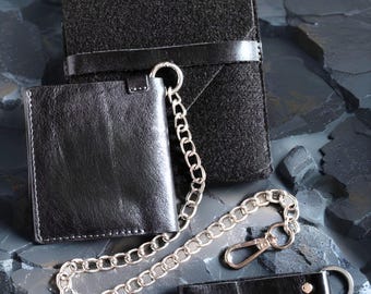 Handmade Leather Wallet With Chain – Custom Engraved Bifold, Slim