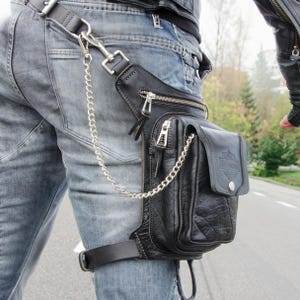 Motorcycle Leg Bag for Men – Leather Hip Holster, Crossbody Thigh Bag, Gift for Husband, Boyfriend, Biker Gear, Christmas gift