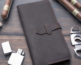 Personalized Leather Cigar Holder, Customizable Cigar Travel Case, Cigar Carrier, Leather Cigar Pouch, Cigar Organizer, Father's Day Gift