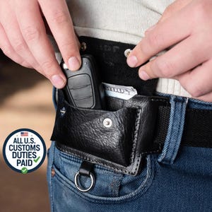 Personalized Slim Leather Wallet, Customizable Belt Organizer, leather Car Keys Holder, Handmade Belt Wallet, Leather Card Holder