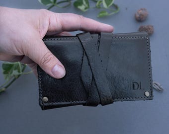 Handcrafted Leather Jewelry Roll – Travel Jewelry Organizer with Custom Initials