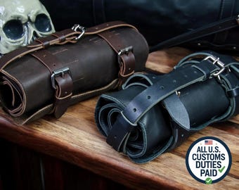 Leather Tool Roll Organizer, Personalized Tool Wrap, Black Leather Tool Storage, Handcrafted Tool Roll, Customizable Tool Pouch