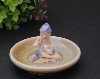 Vintage Irish Porcelain Trinket Dish/Pixie/Leprechaun/Gnome/Pin Dish/Ring Tray/Made in Ireland
