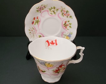 Royal Albert "Our Emblems Dear" Cup and Saucer/Canada's Provincial Flowers/Gainsborough Shape/Vintage Tea Set/Made in England