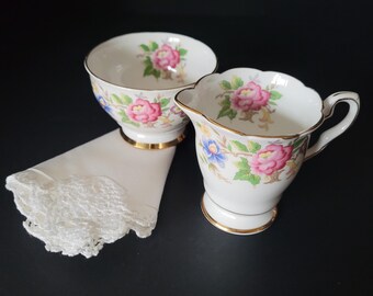 Royal Stafford "Rochester" Porcelain Creamer and Open Sugar Bowl/Vintage 1950s/Gift for Her/Heirloom Quality/Bridal Shower/Made in England