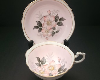 Blush Pink Wild Rose Paragon Teacup and Saucer/Double Warrant Vintage 1939 - 1949/Bone China/Highly Collectible/Made in England
