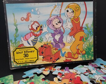 Vintage Walt Disney Puzzle/Waddington's 30 Piece Undersea Treasure Puzzle/Donald Duck, Mickey Mouse, Goofy/Made in Canada