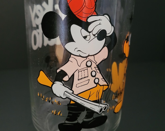 Featured listing image: Mickey and Pluto Hunting Glass - Extra Large Capacity (1L or 32 oz) - Mickey Mouse Club - Walt Disney Productions - Collectible