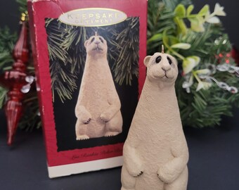 Hallmark Ornament Keepsake Ornament 1992/Lou Rankin Polar Bear/Miniature Sculpture/Statuesque Bear/Gift for Him/Collectible/Made in Thailand