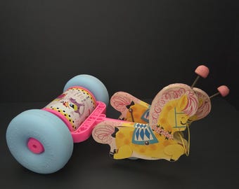 Vintage Fisher Price #137 Pony Chime Pull Toy - 1962 Banbury Cross Musical Pull-Along - Prancing Ponies - Made in USA