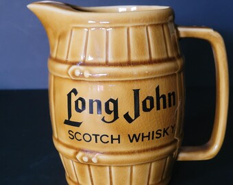 Vintage Long John Scotch Whisky Pitcher/Ceramic Barware Jug/WADE Regilor London/Mancave/Bartender/Barista/Collectible Jug/Made in England