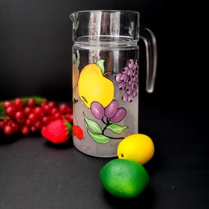 Dartington France Vintage Pitcher with Fruit Motif/Juice Jug/Sangria Pitcher/Summertime/Country Charm/Made in France