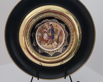 Regency Porcelain Plate, Brass, Enameled Brass Wall Hanging/"Cries of London - Who'll Buy My Lavender" Decorative Plate/Made in England