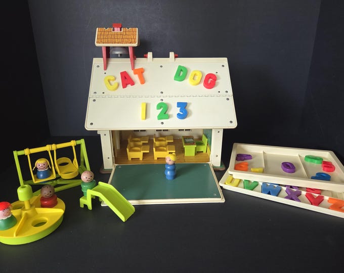 Featured listing image: Vintage Fisher Price Little People Play Family School #923 - 1970s - Magnetic Letters/Numbers - Back-to-School - Nostalgic Toy - Made in USA