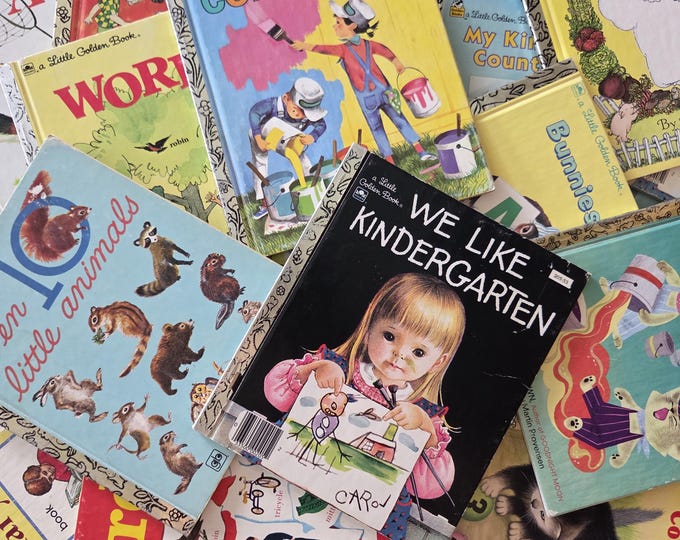 Featured listing image: Little Golden Books - ABCs, 123s, Kindergarten, Learning - Copyright dates from 1954 to 1995 -Printed in USA