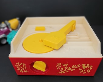 Vintage Fisher Price #995 Music Box Record Player - Classic Wind-Up Toy  - Moving Parts - Made in USA