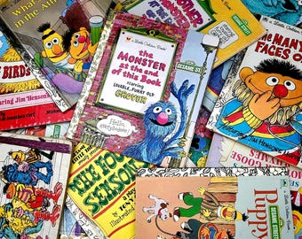 Sesame Street Stories - Little Golden Books - Big Bird, Grover, Cookie, Ernie, Bert, Oscar - Printed in USA