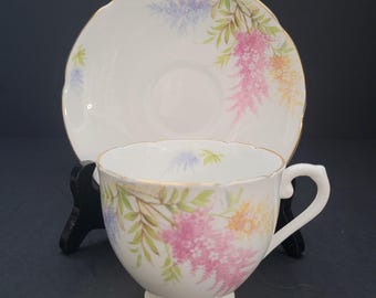 Vintage Stanley Teacup/Delicate Pink Astilbe Design/Amison and Lawson Stoke-on-Trent/Made in England/Gift for Her