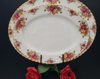 Royal Albert Old Country Roses Platters/Two Sizes - 15" & 13"/Vintage 60s - 70s/Popular Pattern/Hostess Gift/Replacements/Made in England