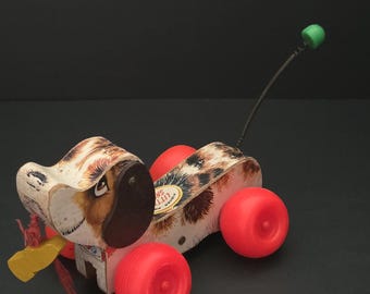 Vintage Fisher Price #693 Little Snoopy Pull-Along Toy - 1960s Beagle Pull Toy - Collectible - Nostalgic - Wooden Toys - Made in USA
