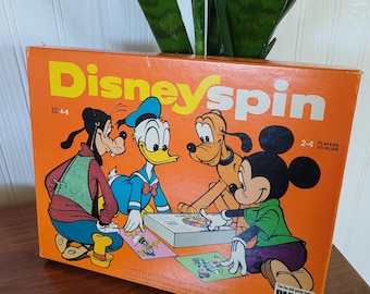 Disney Spin Board Game by Parker/Vintage 1970s/Mickey and Friends/Complete*/Printed in Canada