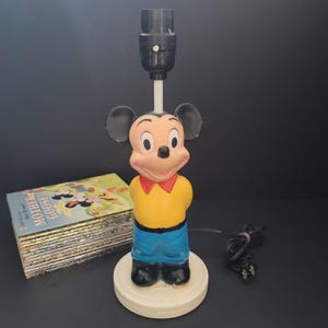 Vintage Mickey Mouse Lamp/ Old Style Mickey/Plastic Child&#39;s Lamp/Bedroom Decor