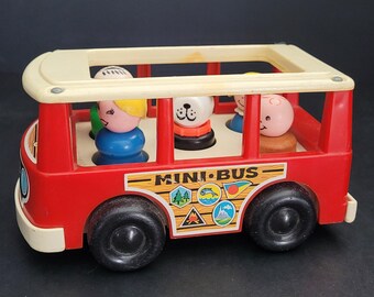 Vintage Fisher Price Mini Bus # 141/1970s Classic Toys/Gift for Collector/Made in USA